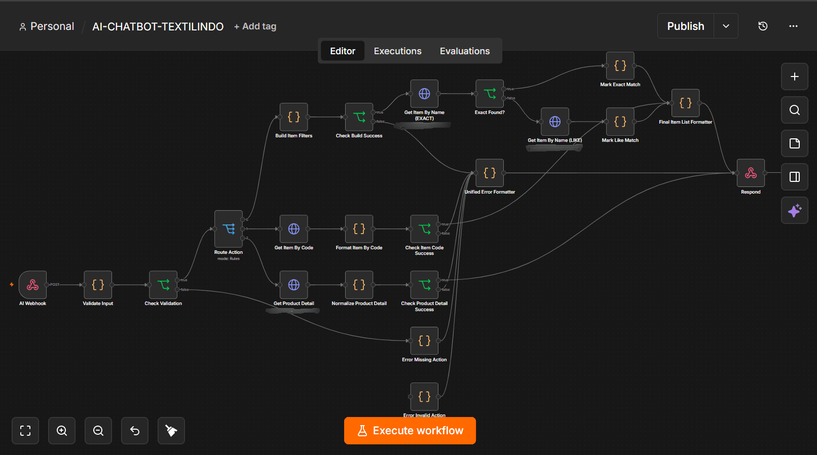 n8n automation workflow for ERP proxy layer in the Textilindo AI Customer Service System